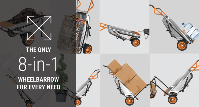 Wheelbarrow, dolly, handcart, powershare 8-in-1, wheelbarrow for every need