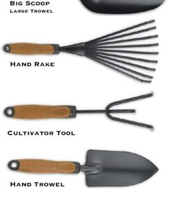 Olmsted Forge Garden Tool Set, 5 Pieces, Heavy Duty Powder Coated Steel, Cork Handle