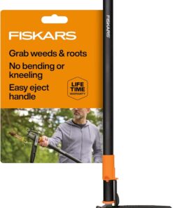 Fiskars 4-Claw Stand Up Weed Puller Tool, Gardening Hand Weeding Tool with 39" Long Ergonomic Handle with Easy-Eject Mechanism