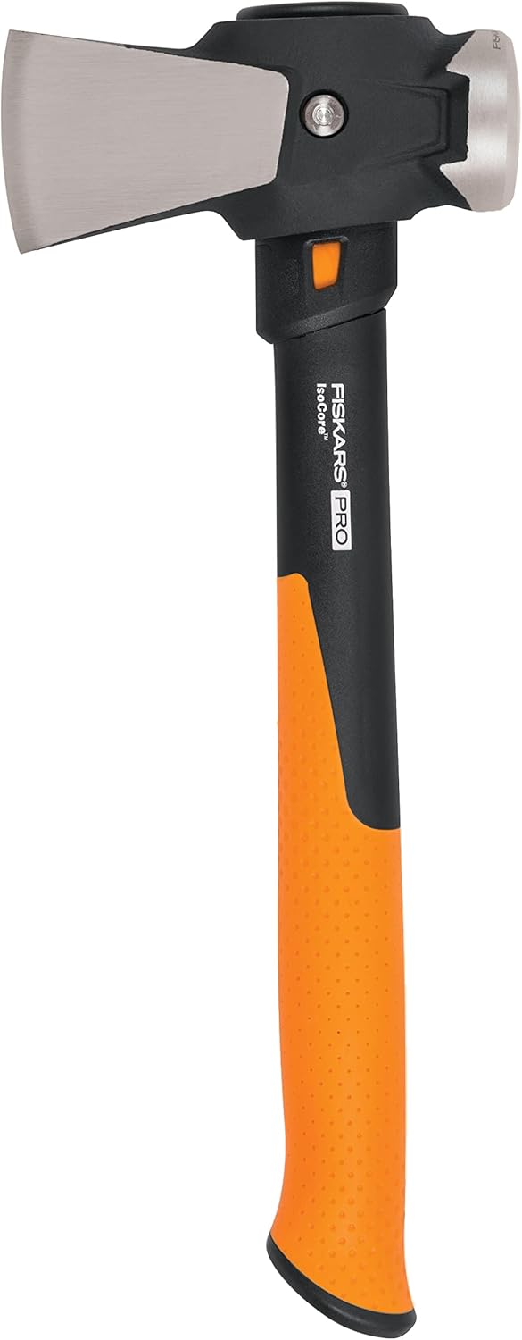 Fiskars 1020220 splitting axe IsoCore XXL to the columns of root pieces or to the driving of wedges, length: 92 cm, weight: 4.68 kg, black/orange