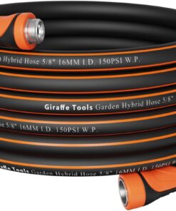 Giraffe Tools Garden Hose 100ft x 5/8", Water Hose Heavy Duty, Flexible, Lightweight Hybrid Hose with Swivel Handle, Male to Female Fittings, Burst 600 PSI