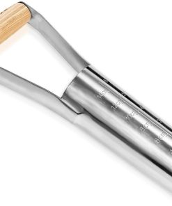 Berry&Bird Bulb Planter Tool, 12" Garden Bulb Transplanter Tool, Stainless Steel Manual Hole Digger with Wooden Handle, Transplanting Agricultural Dibble Tool for Seed Planting & Flower Planter