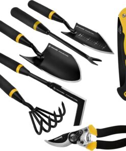 Kemaier 7 - Piece Gardening Tools Set, Stainless Steel Gardening Tools, Heavy - duty Hand Gardening Tools with a Toolbox, Suitable for Gardening Planting and Weeding, Gardening Gifts for Women and Men