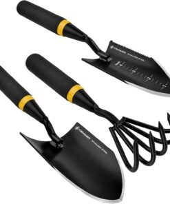 Kemaier Garden Tool Set - Featuring a Heavy-Duty Stainless Steel Hand Cultivator, Transplant Shovel, Trowel, Crack Weeder, and Dandelion Weeder - The Ultimate, Unbreakable Gardening Gift
