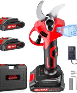 Upgraded Electric Pruning Shears,1.4" Cutting Diameter Cordless Power Pruner with LCD Display, Brushless Motor Pruning Shears with 2000mAh*2 Rechargeable Batteries for Garden Tree Pruner Branch