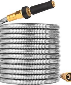 Rosy Earth 100 FT Garden Hose Expandable - 304 Stainless Steel Water Hose 100 FT - Heavy Duty Flexible Kink Free Hose, no Bite