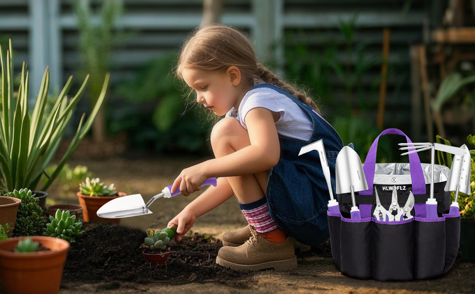 purple garden tool set