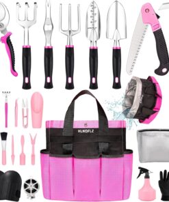 HLWDFLZ Purple Garden Tool Set Gardening Items for Women - 11PCS Heavy Duty Garden Tools with Detachable Storage Bag, Weeder, Dual-Purpose Hoe