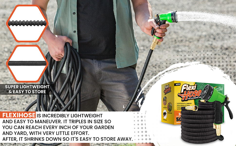 expandable lightweight garden hose water retractable flexi manguera jardin heavy duty outdoor black